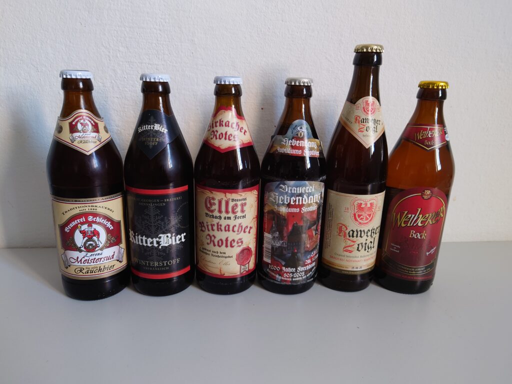 Een rijtje Duitse bieren in fles